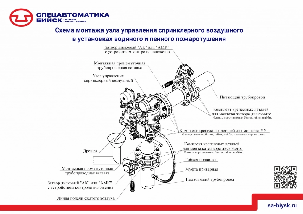 Узел управления спринклерный воздушный