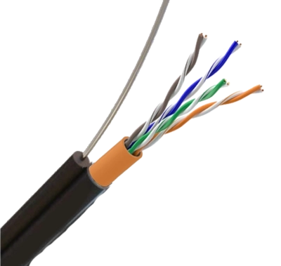UTP extern cu tros Cat.5E CU — уличный неэкранированный 4‑парный кабель Cat.5E с тросом